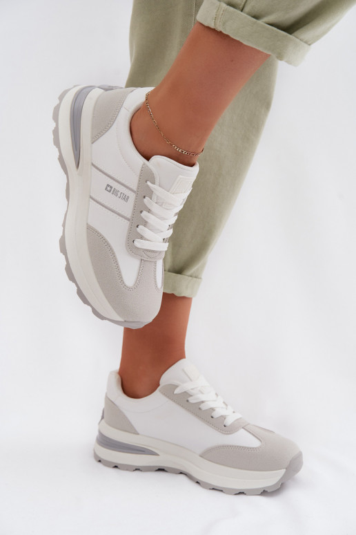 Chaussures modèle baskets baskets Féminin Big Star TT274879 HI-POLY SYSTEM Blanc-couleur grise