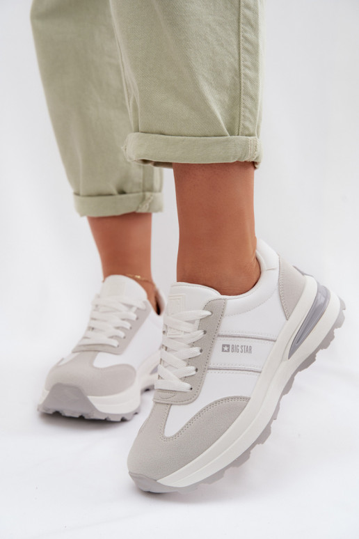 Chaussures modèle baskets baskets Féminin Big Star TT274879 HI-POLY SYSTEM Blanc-couleur grise