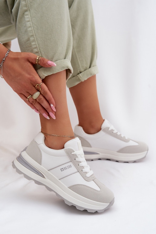 Chaussures modèle baskets baskets Féminin Big Star TT274879 HI-POLY SYSTEM Blanc-couleur grise