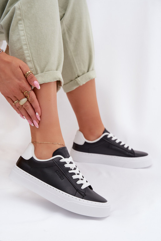 Chaussures modèle baskets Féminin en cuir écologique Big Star TT274927 HI-POLY SYSTEM couleur noire