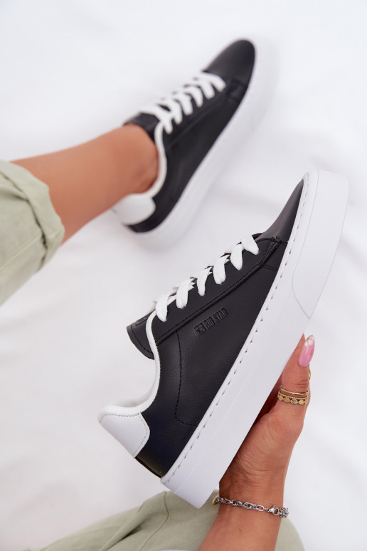 Chaussures modèle baskets Féminin en cuir écologique Big Star TT274927 HI-POLY SYSTEM couleur noire