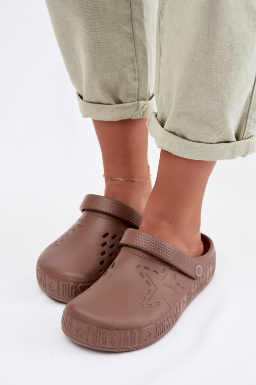 Chaussons Sabots Féminin Pantoufles légères Big Star TT274A085 marron