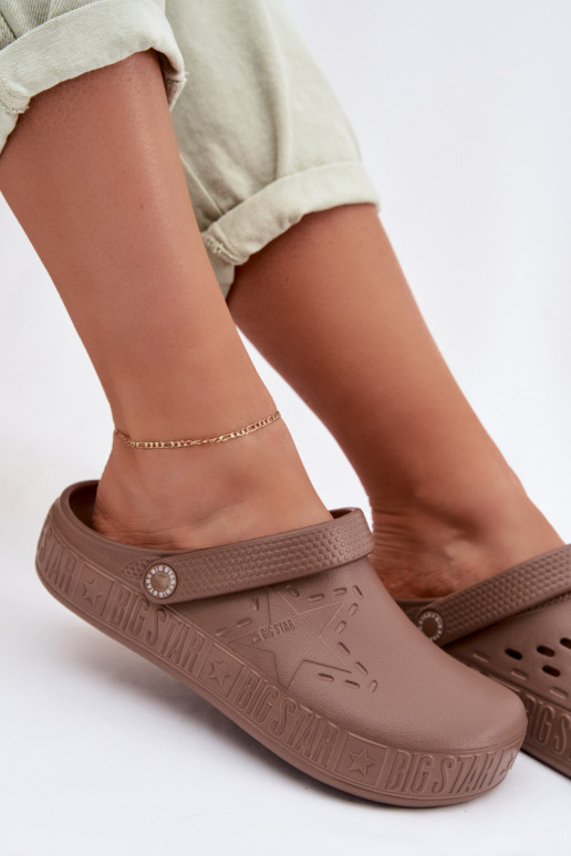 Chaussons Sabots Féminin Pantoufles légères Big Star TT274A085 marron