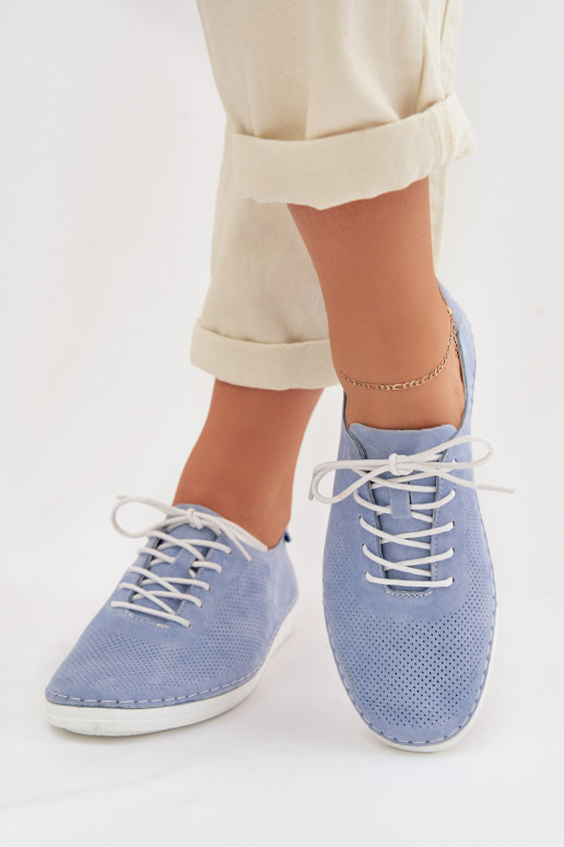 chaussures FémininActivéturalnego en daimu S.Barski LR61-7080 couleur bleue