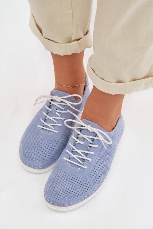 chaussures FémininActivéturalnego en daimu S.Barski LR61-7080 couleur bleue