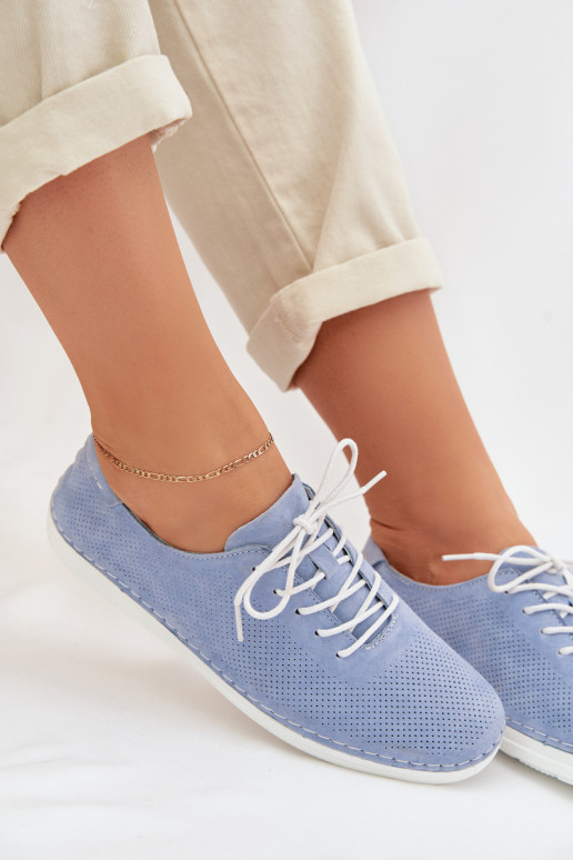 chaussures FémininActivéturalnego en daimu S.Barski LR61-7080 couleur bleue