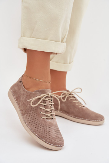 chaussures FémininActivéturalnego en daimu S.Barski LR61-7080 beige 2