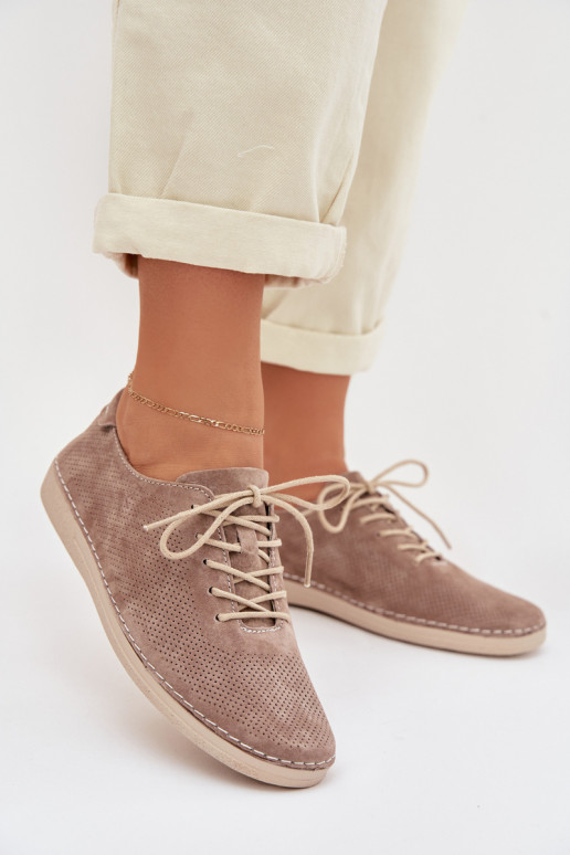 chaussures FémininActivéturalnego en daimu S.Barski LR61-7080 beige