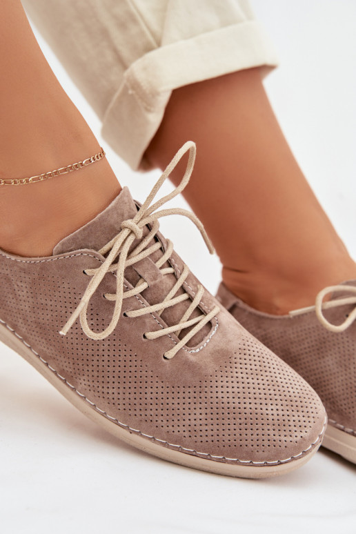 chaussures FémininActivéturalnego en daimu S.Barski LR61-7080 beige