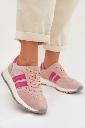 Chaussures modèle baskets FémininActivéturalnego en daimu couleur rose Il fautrceline 2
