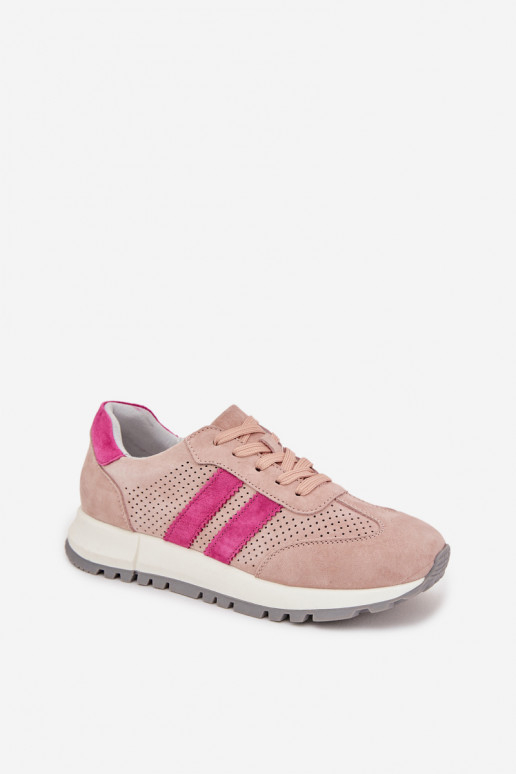 Chaussures modèle baskets FémininActivéturalnego en daimu couleur rose Il fautrceline