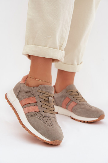 Baskets en suede pour femmes Tai turirceline couleur chaki 2