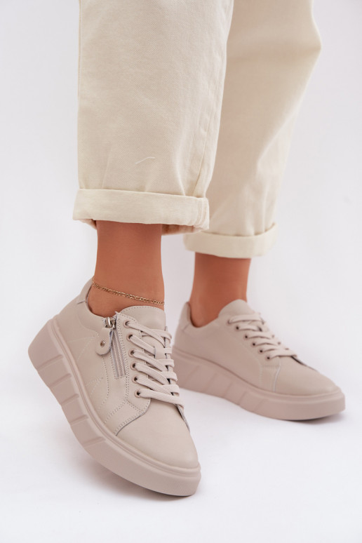 Peau chaussures Féminin avec fermetures éclair beige Althea