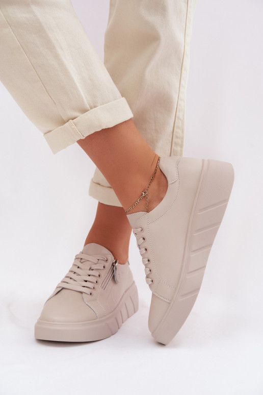 Peau chaussures Féminin avec fermetures éclair beige Althea