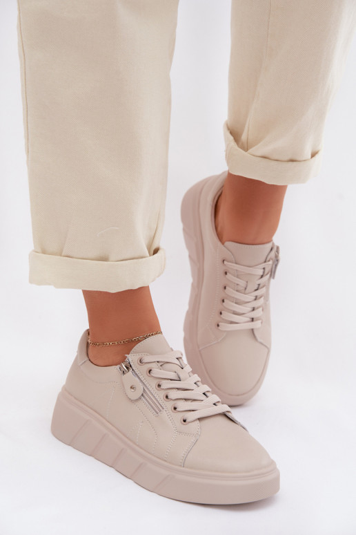 Peau chaussures Féminin avec fermetures éclair beige Althea