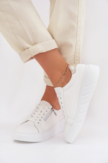Bottes en cuir pour femmes avec fermeture éclair Althea blanches