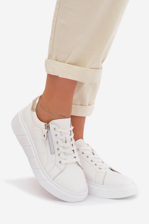 Peau chaussures Féminin avec fermetures éclair couleur blanche Althea