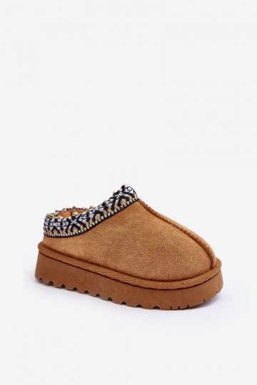 Chaussons pour enfants à enfiler doublés couleur marron Olivane