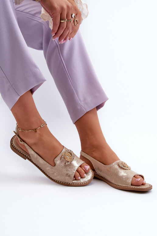 Sandales pour femmes avec des ornements S.Barski KV27-049 couleur dorée