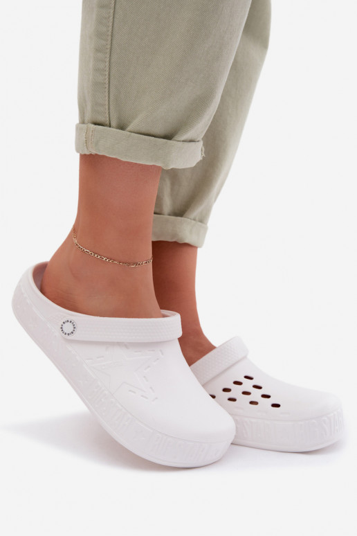 Chaussons Sabots Féminin Pantoufles légères Big Star TT274A081 couleur blanche