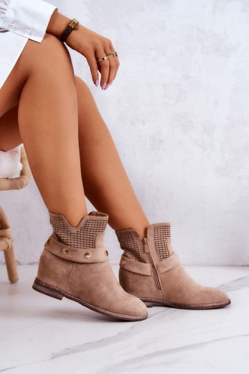 avec des éléments ajourés Imprimeremps Féminin Bottes beige Royale 2