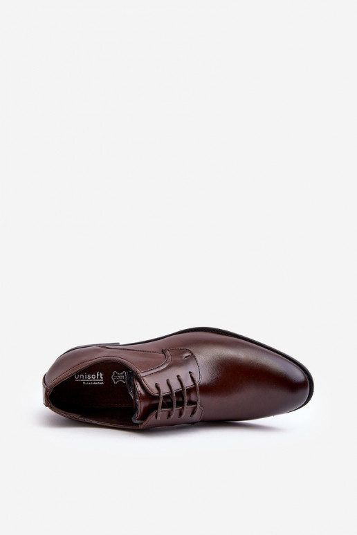 Mâle Peau chaussures marron foncé Harene