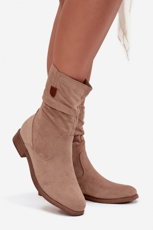 réchauffer Bottes pour femmes Avec un haut frisé avec des talons larges beige Krisia