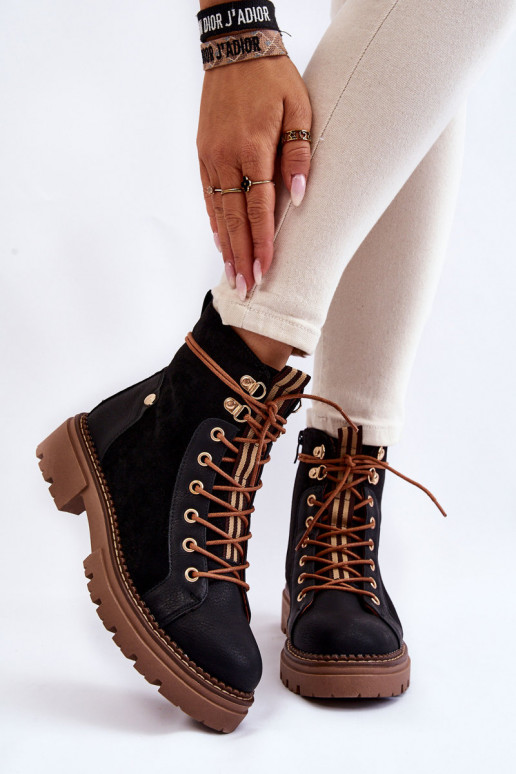 en daim réchauffer Bottes chaussures couleur noire Alette
