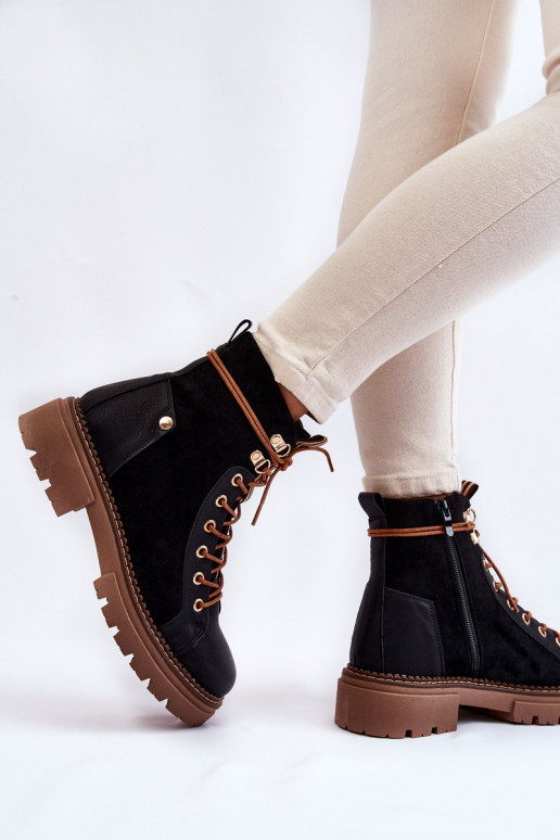 en daim réchauffer Bottes chaussures couleur noire Alette