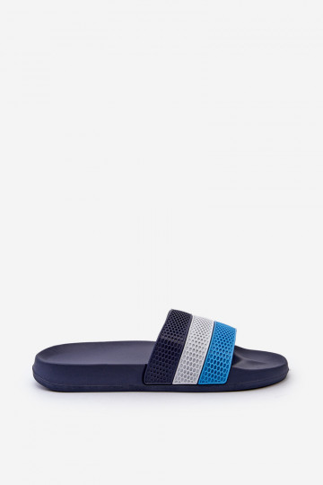 Modèle classique Chaussons Mâle avec des bandes bleu foncé Sylri 2