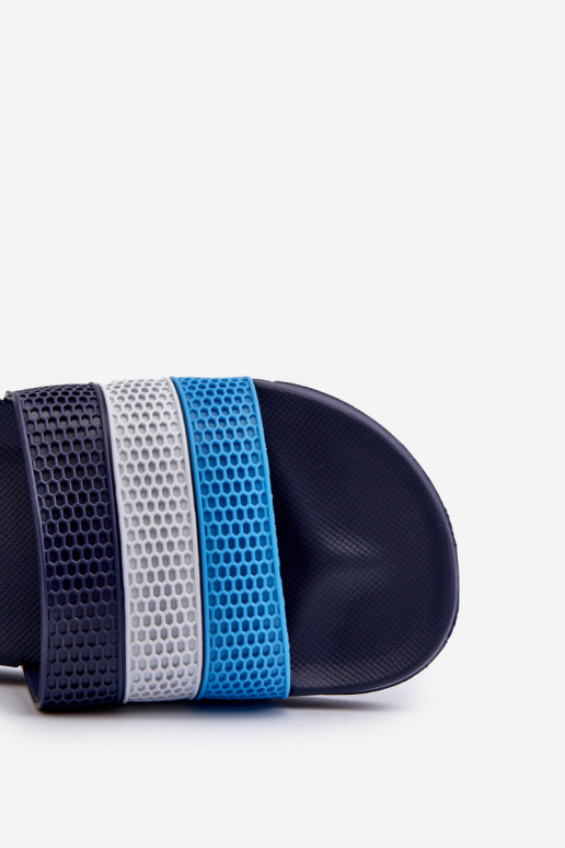 Modèle classique Chaussons Mâle avec des bandes bleu foncé Sylri