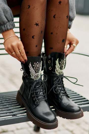 Eko Peau Bottines de travail Avec décoration réchauffer D&A MR880-080 couleur noire 2