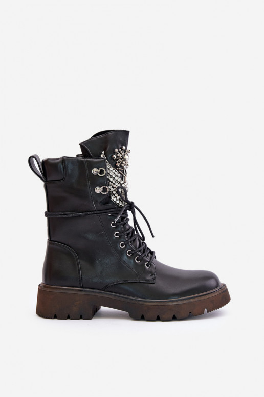 Eko Peau Bottines de travail Avec décoration réchauffer D&A MR880-080 couleur noire