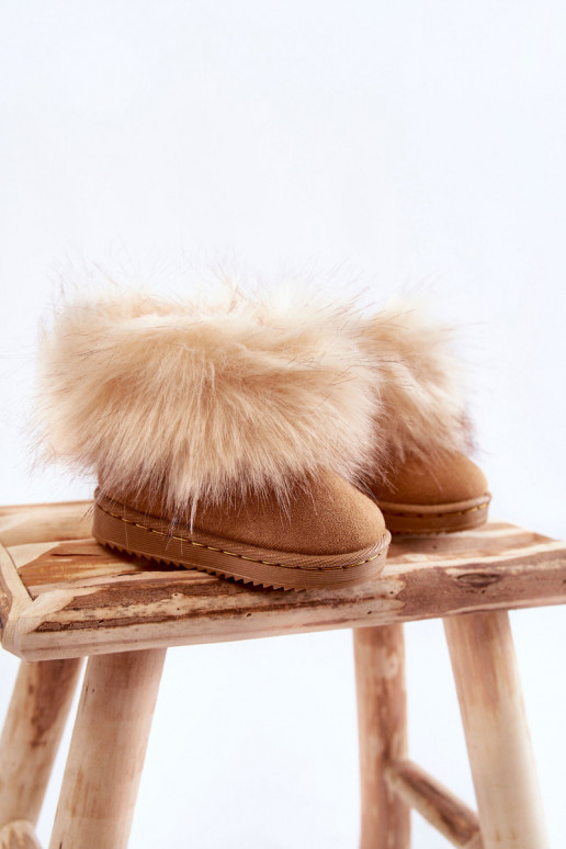 Bottes de neige pour enfants avec un manteau de fourrure marron Ariana