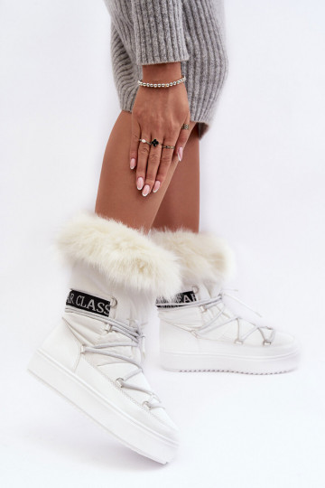 Bottes de neige pour femmes avec lacets couleur blanche Santero