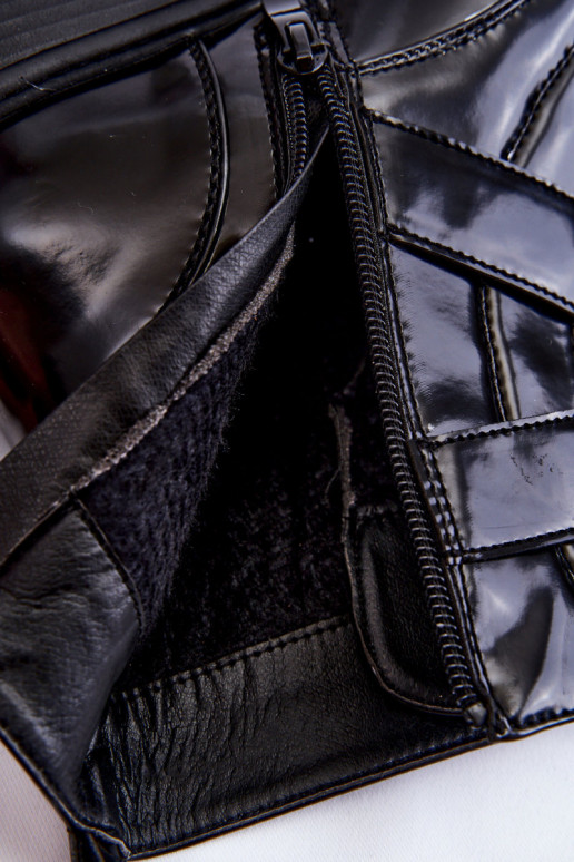 Féminin réchauffer Bottes avec des talons larges avec fermetures éclair couleur noire Joshie