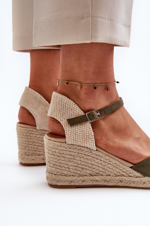 en daim des sandales espadrilles avec une plateforme couleur verte Cammer
