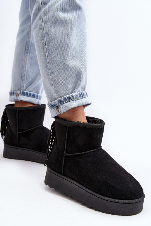 Féminin Bottes de neige avec une plateforme avec des franges couleur noire Lirico