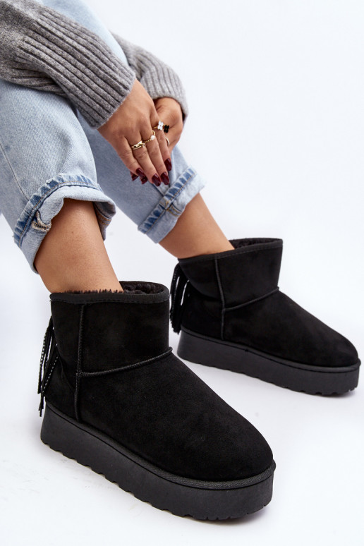 Féminin Bottes de neige avec une plateforme avec des franges couleur noire Lirico