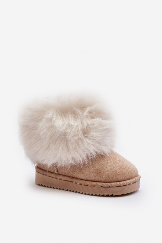Bottes d hiver chaudes pour enfants avec un manteau de fourrure beige Nohie