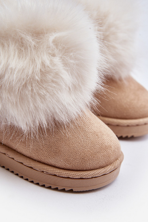 Bottes d hiver chaudes pour enfants avec un manteau de fourrure beige Nohie