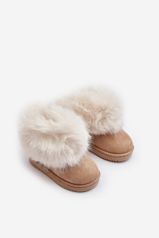 Bottes d hiver chaudes pour enfants avec un manteau de fourrure beige Nohie