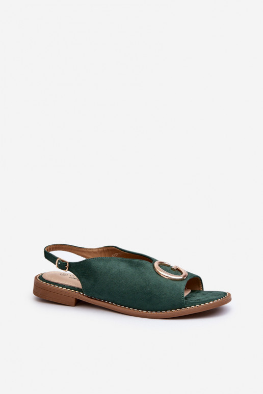 Style élégant Sandales pour femmes avec des ornements en daim écologiqueoÀe S.Barski KV27-058 couleur verte