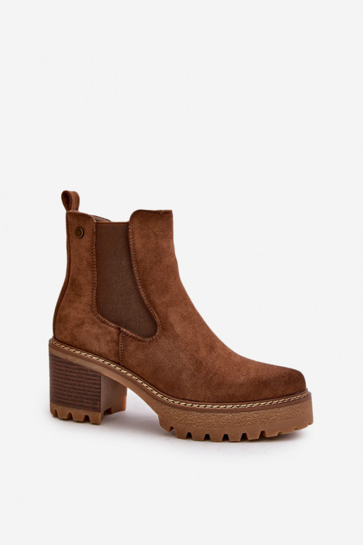 Bottes pour femmes réchauffer avec des talons en daim écologiqueoÀe marron Irissinae