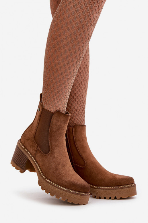 Bottes pour femmes réchauffer avec des talons en daim écologiqueoÀe marron Irissinae