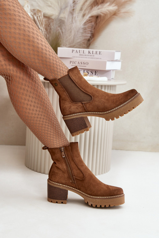 Bottes pour femmes réchauffer avec des talons en daim écologiqueoÀe marron Irissinae