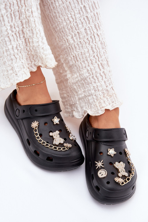 Pantoufles légères Pantoufles pour femmesPrzypinkami couleur noire Linaviela