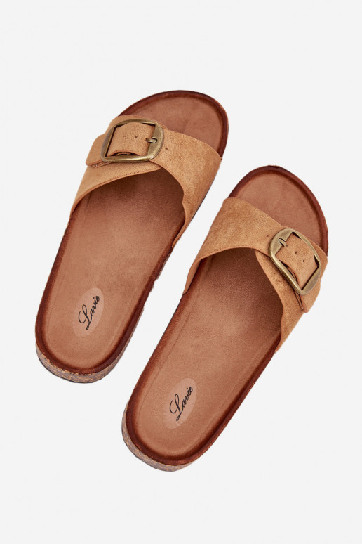 Pantoufles pour femmes avec boucles avec une plateforme marron Zavira