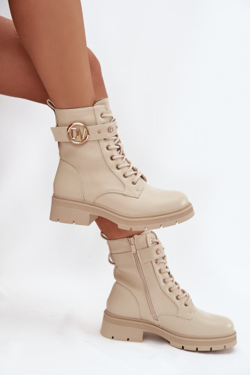 réchauffer Bottines de travail Féminin Avec des décorations Detalem beige Talyssa