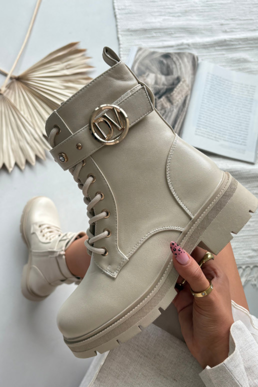 réchauffer Bottines de travail Féminin Avec des décorations Detalem beige Talyssa